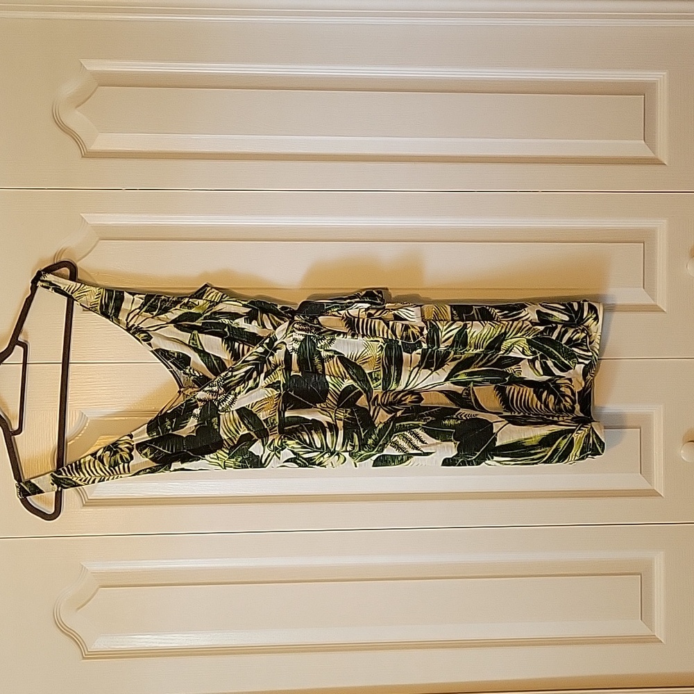Women's H&M Faux Wrap Cotton Palm Tree Accent Dress-L